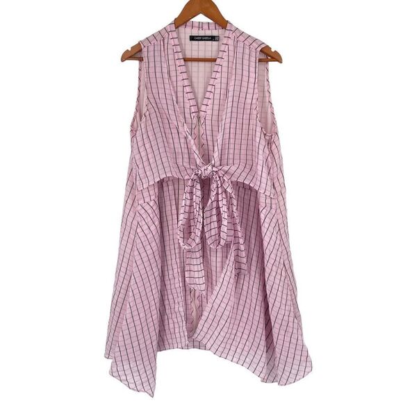 Gabby Isabella Windowpanes ZipUp Front Tie Summer Dress - Picture 1 of 6